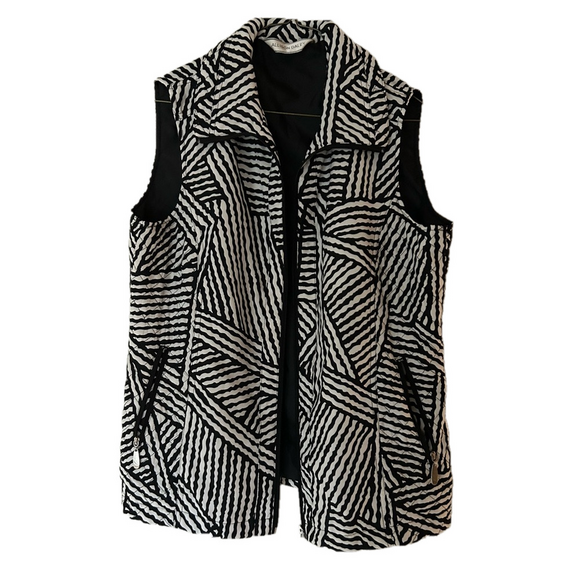 Allison Daley Women's Black & White Full Zip Lined Vest Size M - Picture 1 of 7